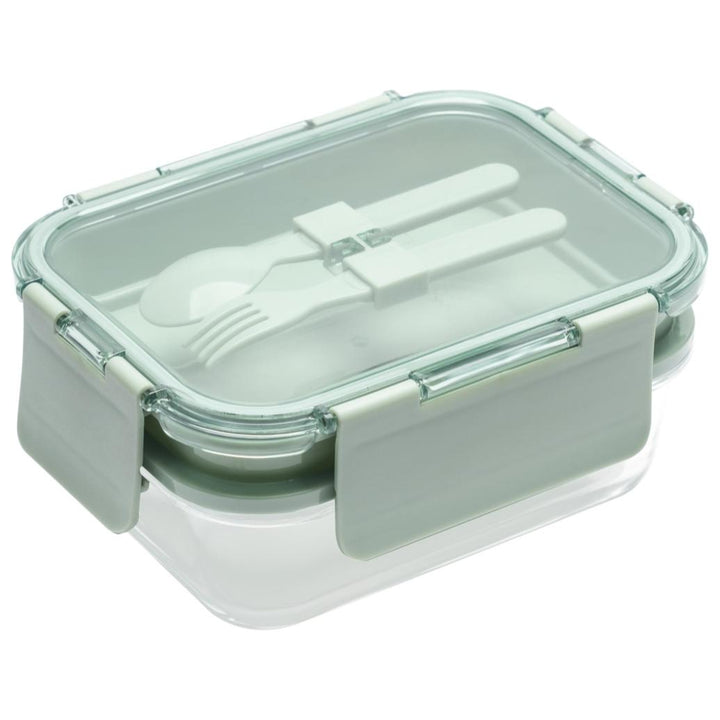 Deluxe 4-in-1 Double Layer Glass Bento Lunch Box in Sage