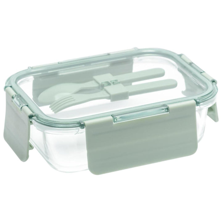 Deluxe 4-in-1 Double Layer Glass Bento Lunch Box in Sage