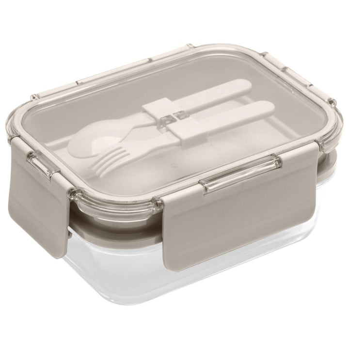 Deluxe 4-in-1 Double Layer Glass Bento Lunch Box in Cream