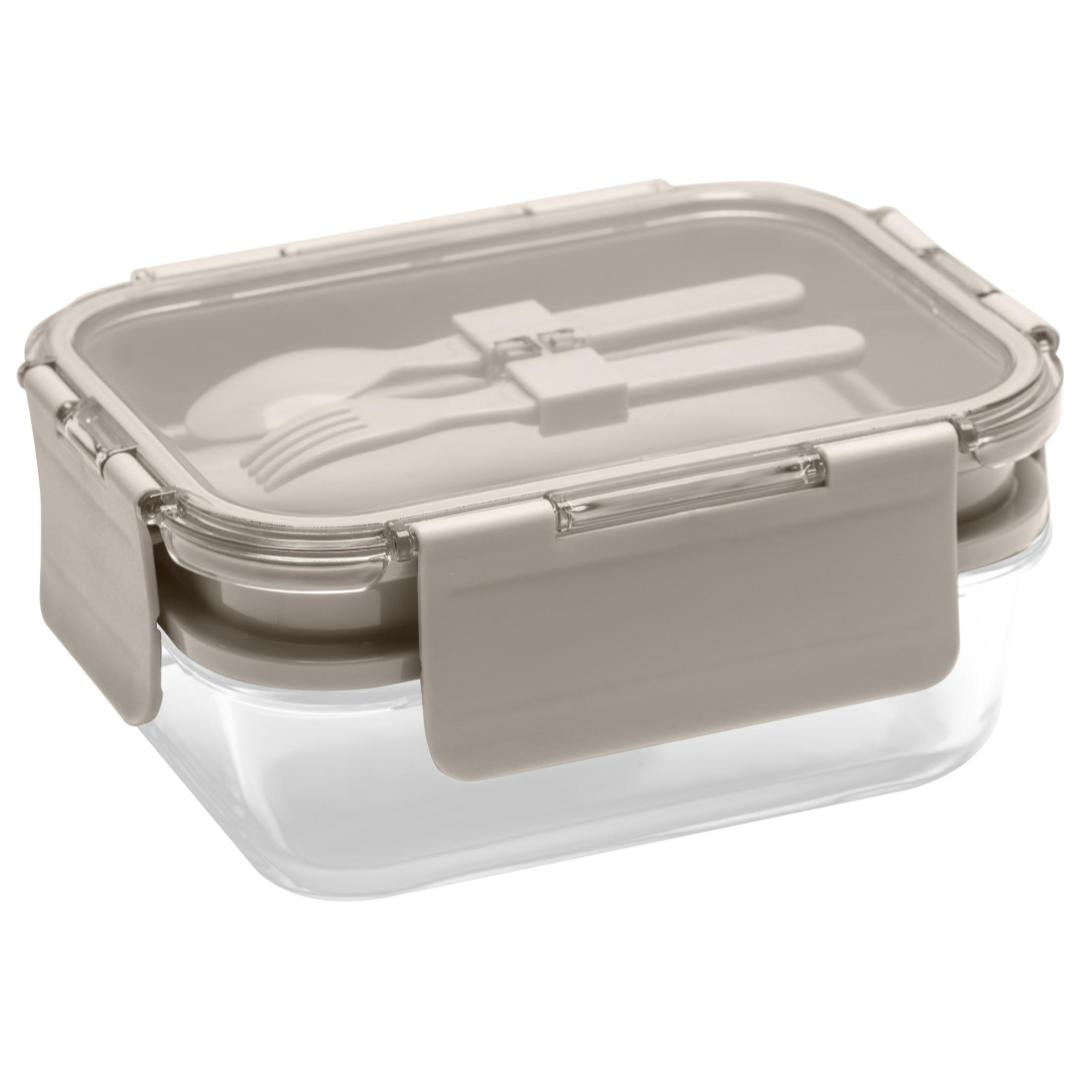 Deluxe 4-in-1 Double Layer Glass Bento Lunch Box in Cream