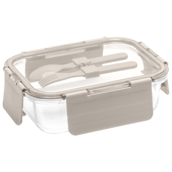 Deluxe 4-in-1 Double Layer Glass Bento Lunch Box in Cream