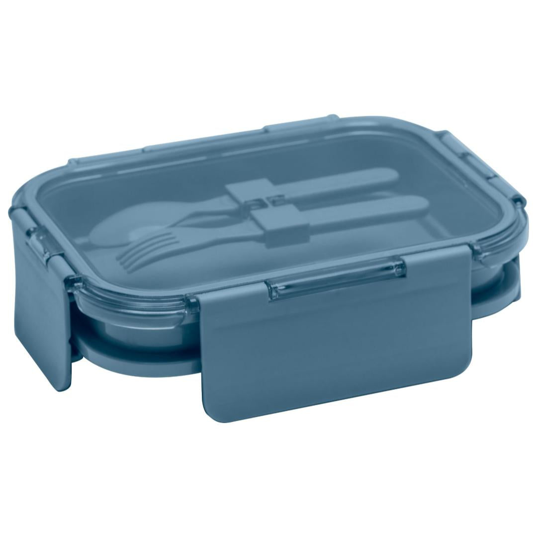 Deluxe 4-in-1 Double Layer Glass Bento Lunch Box in Slate Blue