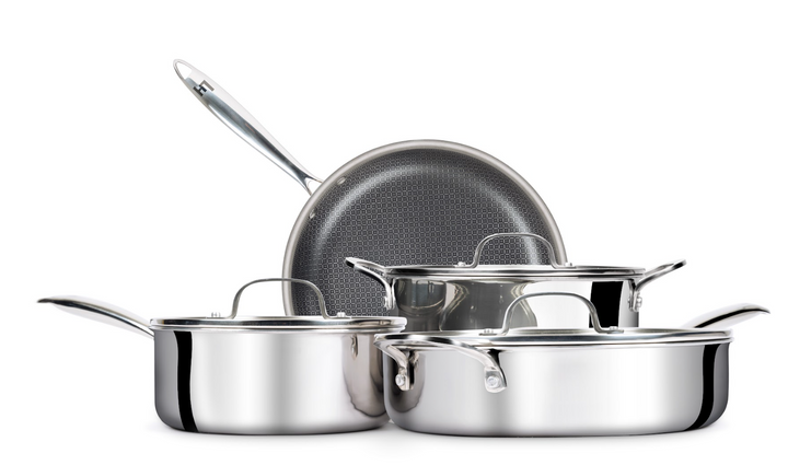 Lexi Home Stainless Steel 7-Pc Tri-Ply Nonstick Etching Kitchen Cookware Set