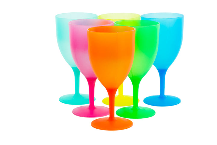 Colorful Reusable Plastic 6-Pack Wine Goblets