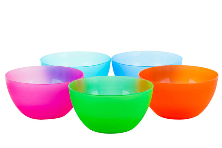 Colorful Reusable Plastic 6-Pack Cereal Bowls