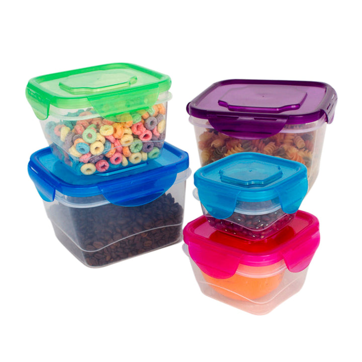 Plastic Food Container Set - Square, 5-Pack