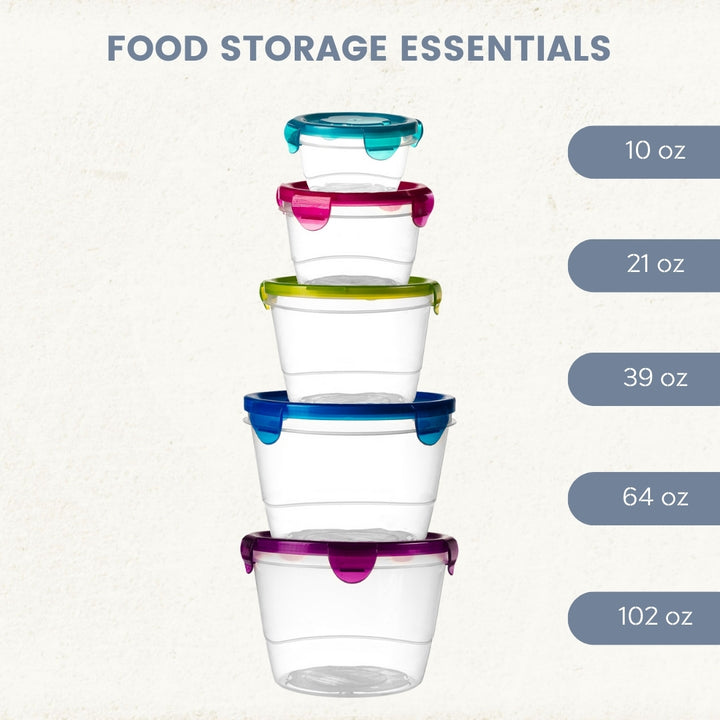 Plastic Food Container Set - Round, 5-Pack