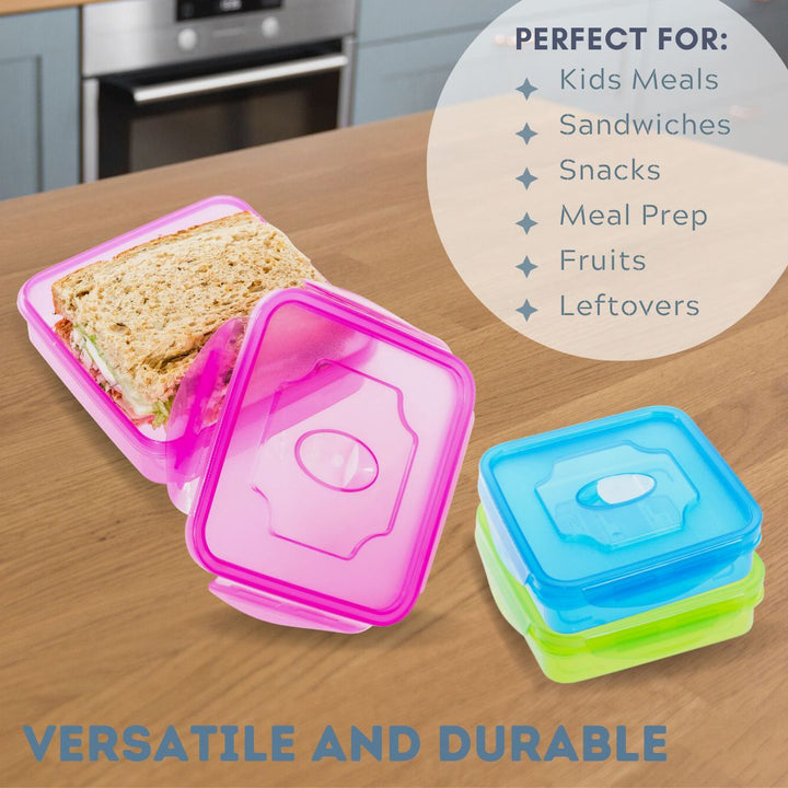 3-Pack Colorful Plastic Lunch Box Set