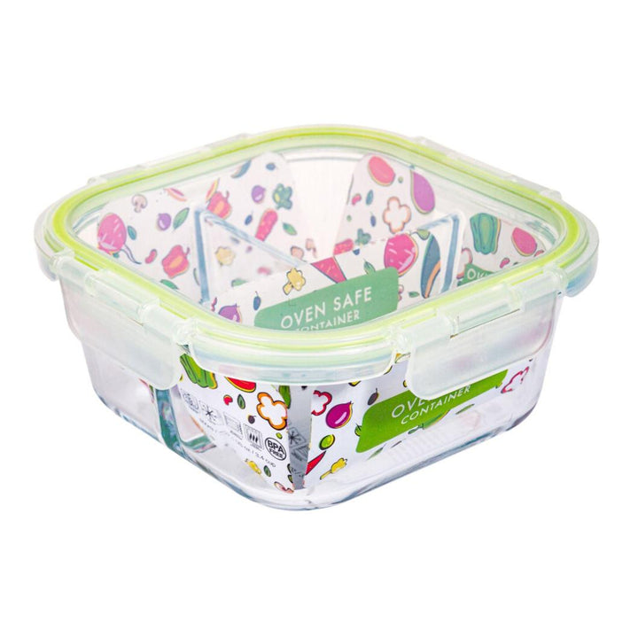 Lock and Seal 27 oz. 3-Compartment Square Glass Container