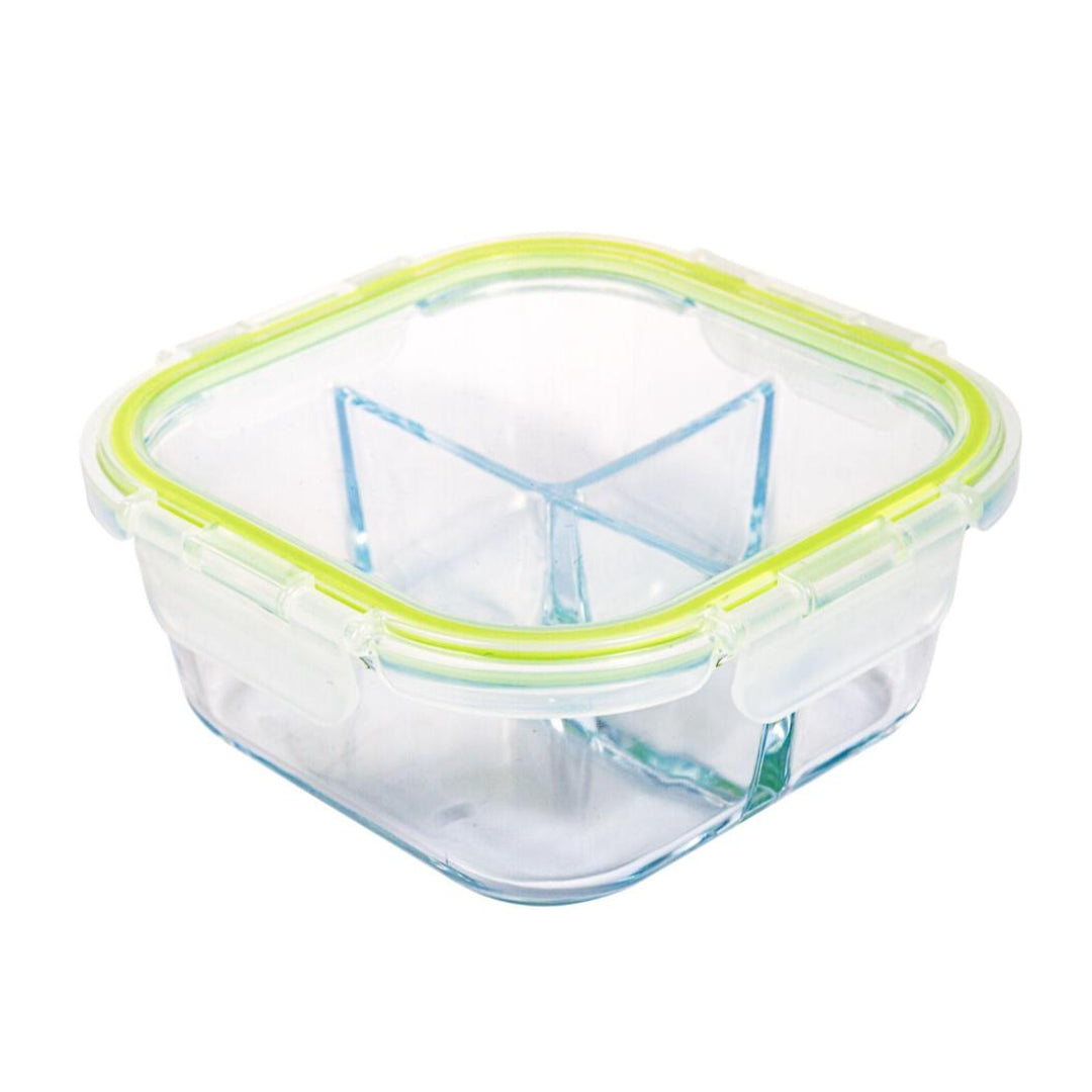 Lock and Seal 27 oz. 3-Compartment Square Glass Container
