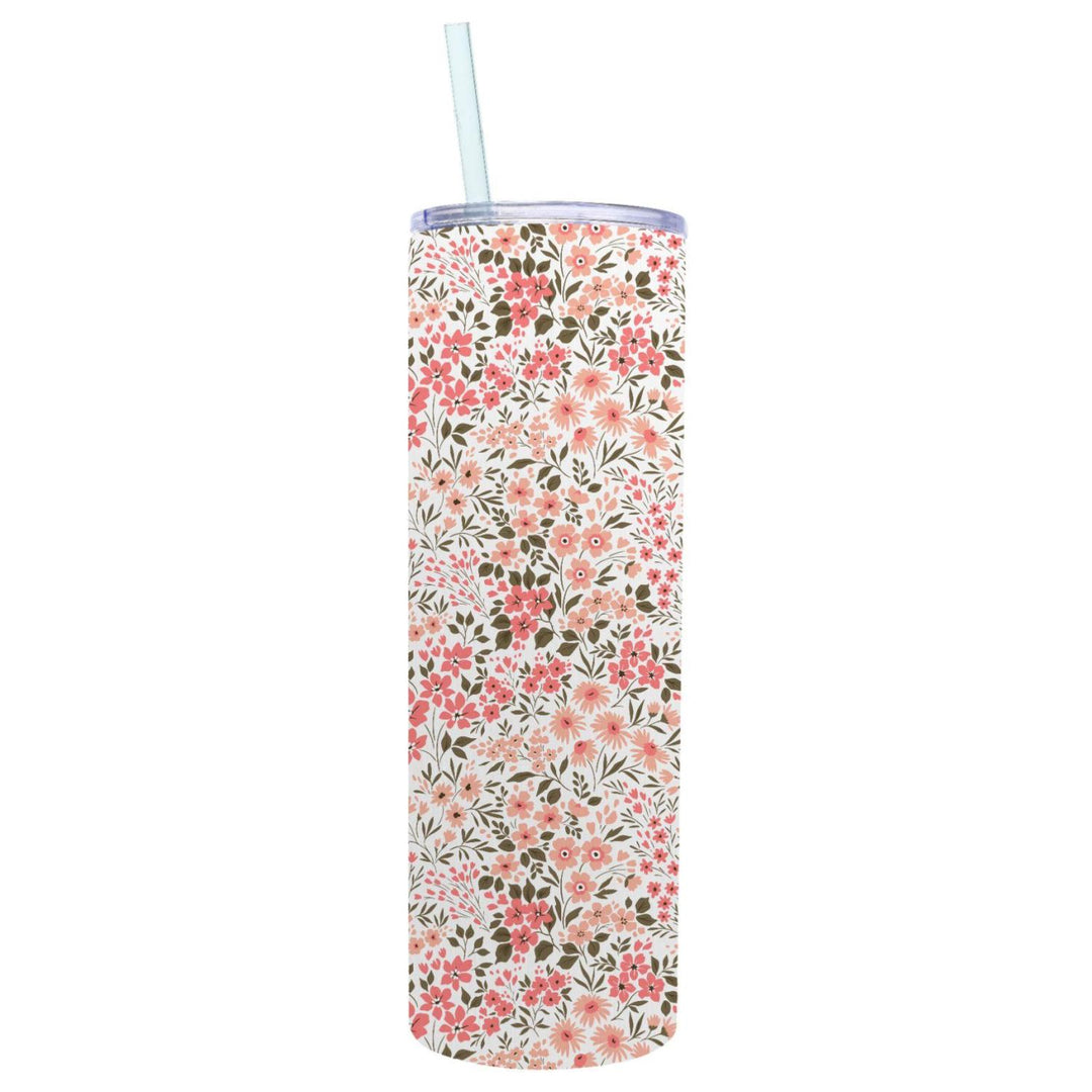 30 oz. Stainless Steel Floral Print Skinny Tumbler with Straw