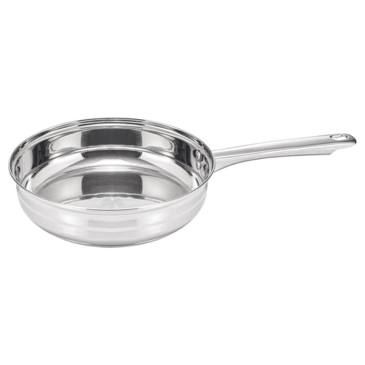 2.4 Qt. Matte & Polished Striped Stainless Steel Fry Pan Silver Handle