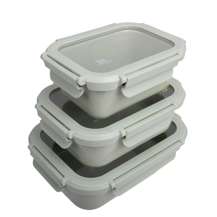 Brixton Porcelain Container Trio with Glass Lids Set of 3