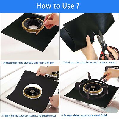 4 Pack Reusable Stove Top Liner Stovetop Protector Non Stick Mat by Lexi Home