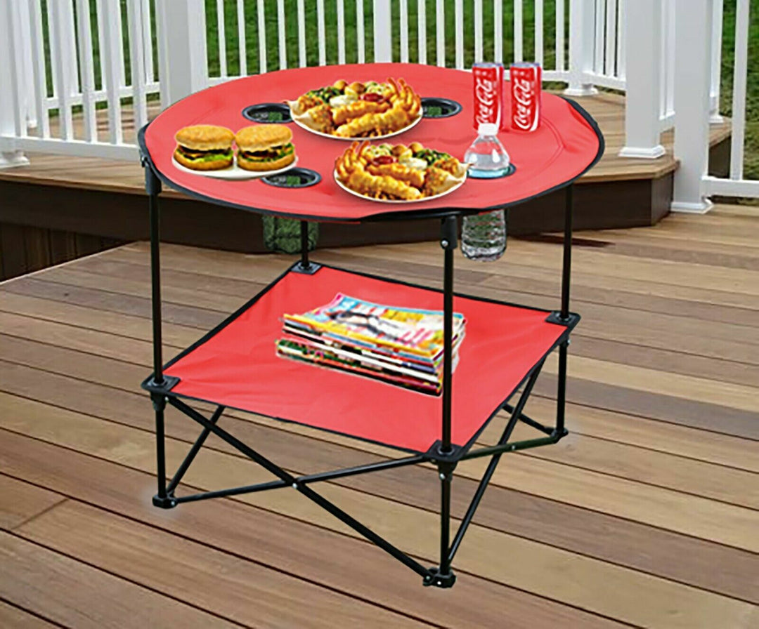 Lexi Home Durable 28" inch Round Folding Table with Carry Bag