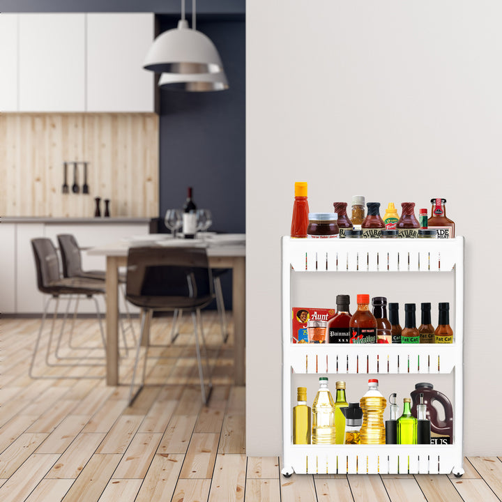 Multi-Tier Plastic Slide Out Pantry Organizers with Wheels by Lexi Home