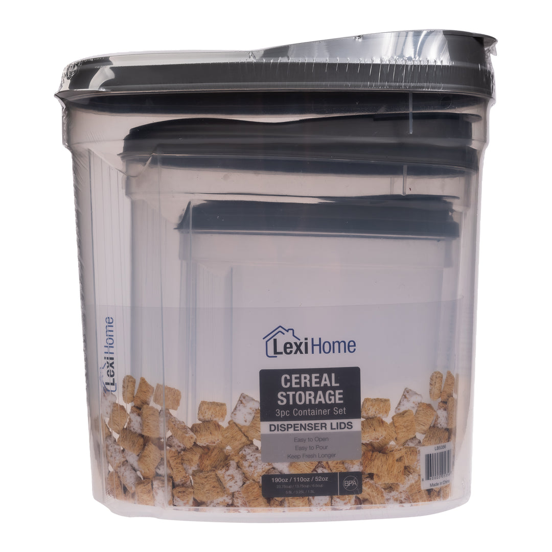 Lexi Home 3 Piece Airtight Plastic Cereal Dispensers