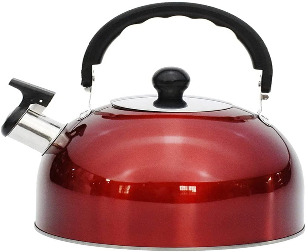 Red Stainless Steel Tea 3.7 Quart Whistling Kettle Tea Pot by Lexi Home