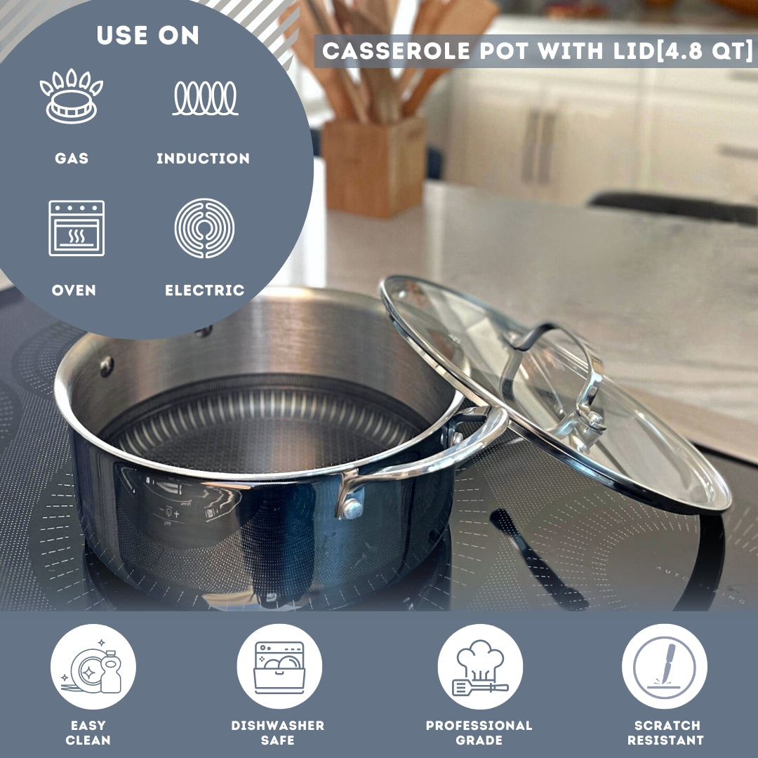 LEXI HOME 2.8 qt. Durable Cast Iron Dutch Oven Casserole Pot in