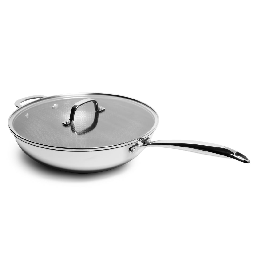 .com HexClad Hybrid Stainless Steel 10 Inch Wok Pan with