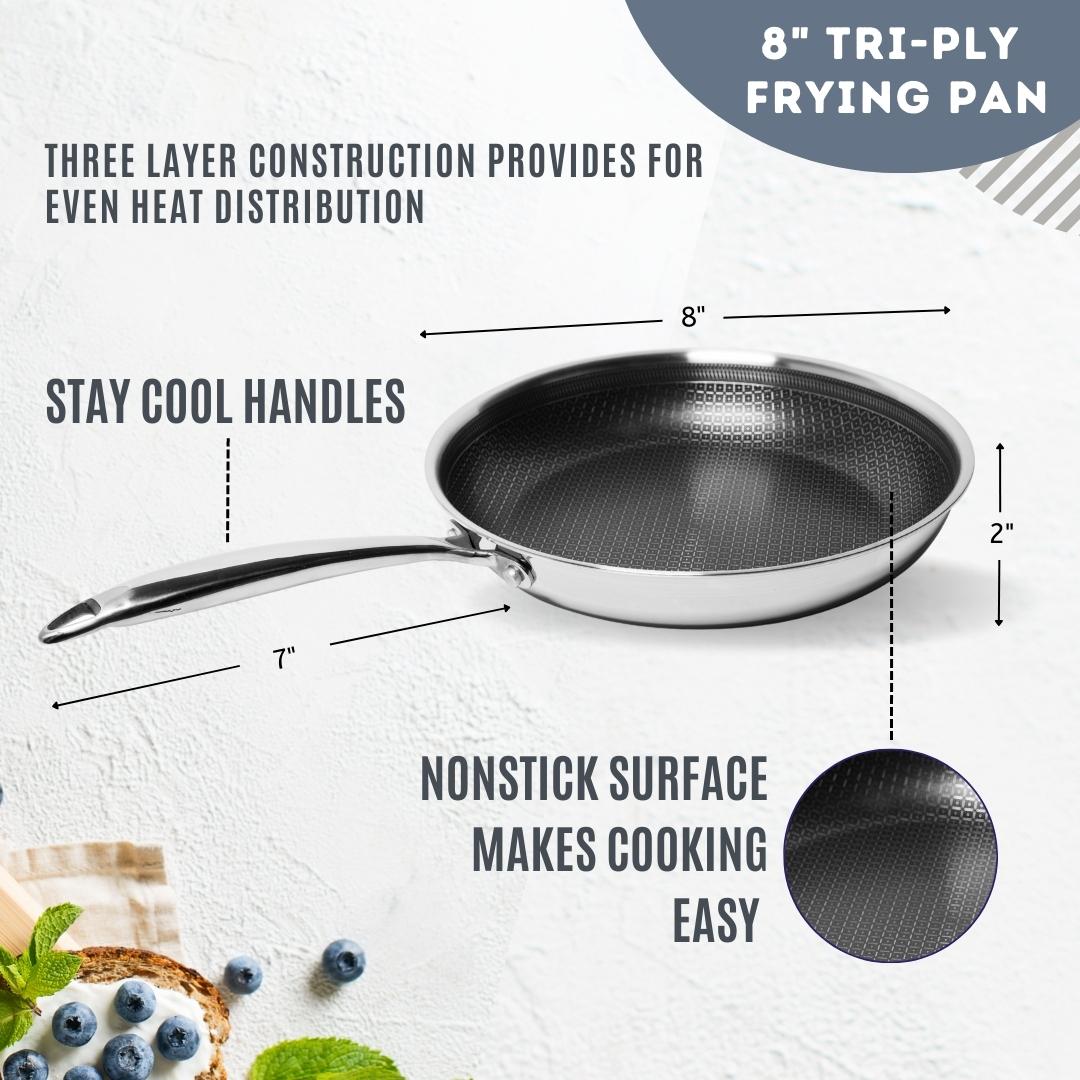 HexClad 7-Piece Hybrid Stainless Steel Cookware Set with Lids and Wok - Metal Utensil and Dishwasher Safe, Induction Ready, PFOA