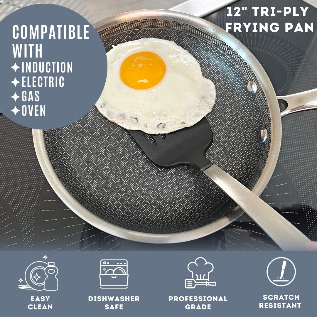 HexClad Hybrid Nonstick 7-Inch Fry Pan with Tempered Glass Lid, Stay-Cool  Handle, Dishwasher and Oven Safe, Induction Ready, Compatible with All