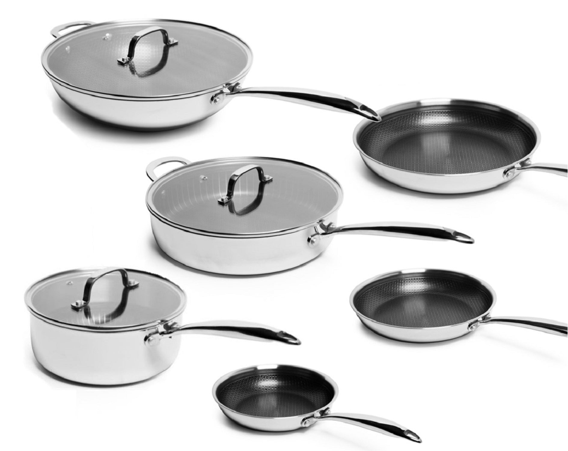 HexClad Hybrid Non-Stick Cookware, 7 Piece Set with Lids and Wok, Metal  Utensil Safe, Induction Ready & PFOA-Free, Non-Stick & Stainless Steal  Construction