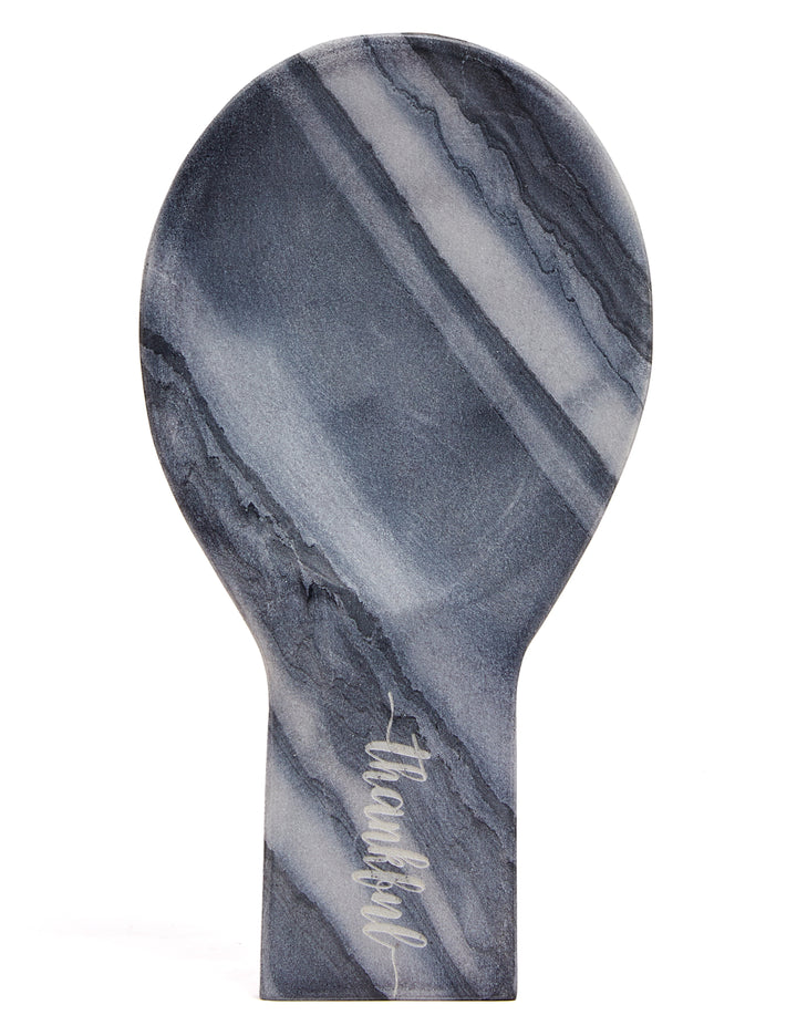 Lexi Home Marble Thankful Engraved Spoon Rest - Stone Design Spoon Rest for Stovetop