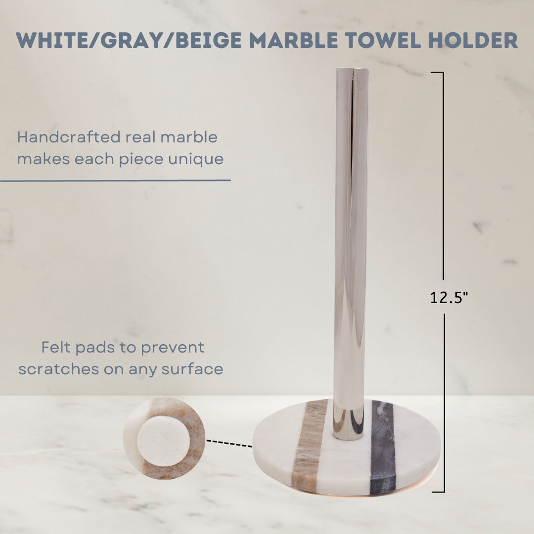 Marble Paper Towel Holder - White with Stripes