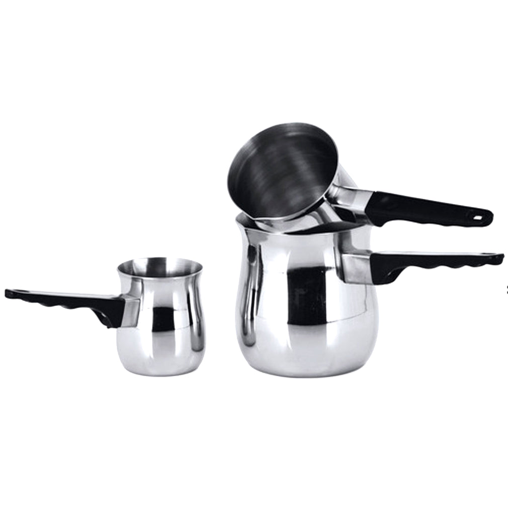 Lexi Home 3 pc. Stainless Steel Turkish Coffee Set - 6 oz, 12 oz and 24 oz Coffee Pot Set