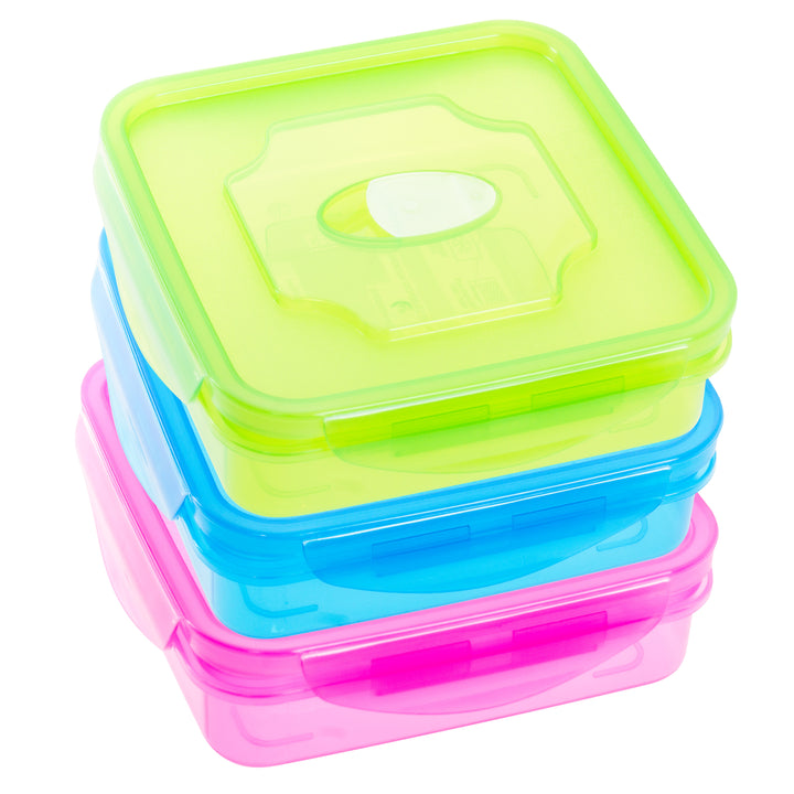 3-Pack Colorful Plastic Lunch Box Set