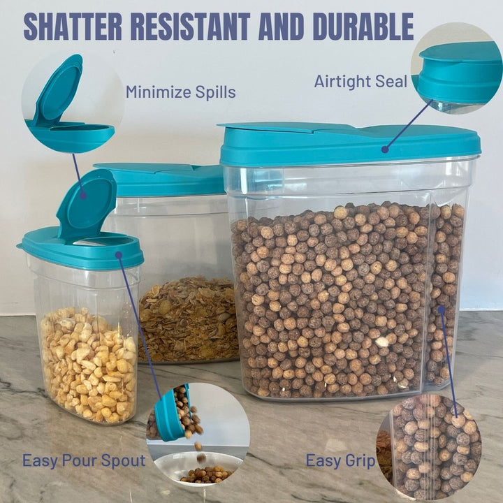 Lexi Home 3 Piece Airtight Plastic Cereal Dispensers
